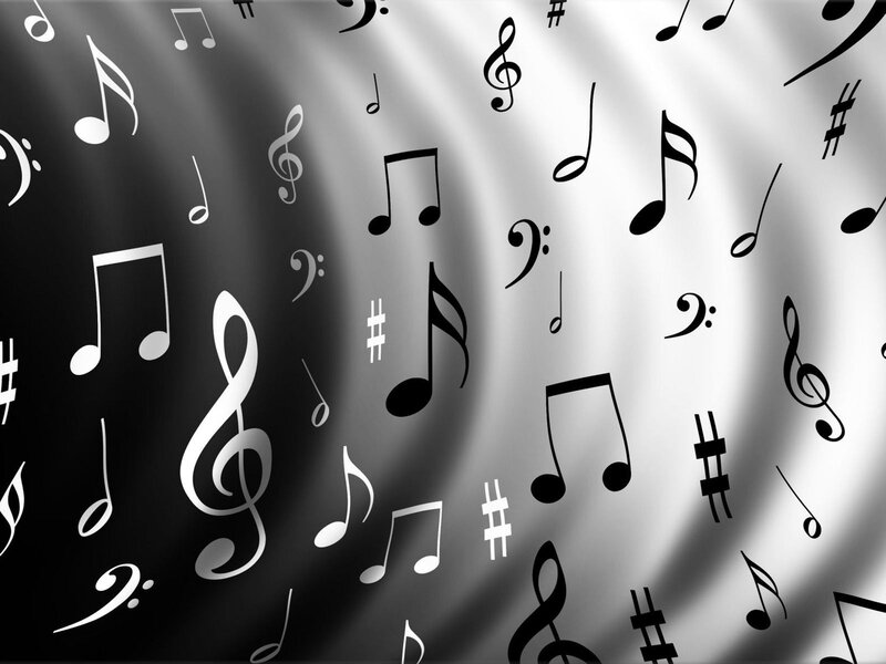 musical notes on a gradient background