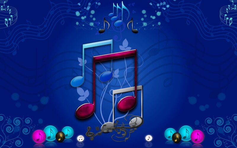 Musical Notes on Blue Background — Playful