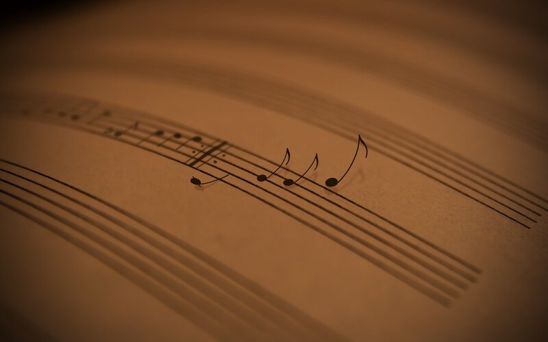 Musical Notes on Sheet — Brown