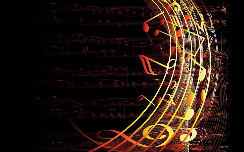 Musical Notes on Sheet Music — Black, Dynamic, Digital Art