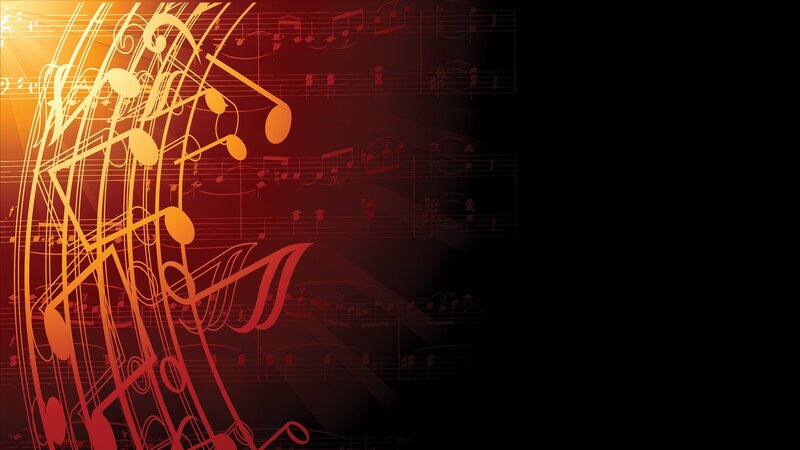 Musical Notes on Sheet Music — Red