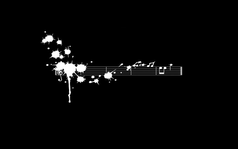Musical Notes on Staff — Black, Abstract