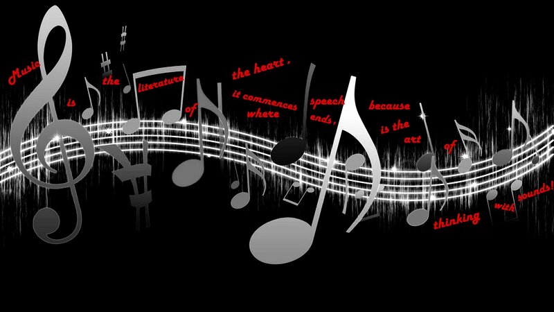 Musical Notes on Staff — Black, Dynamic