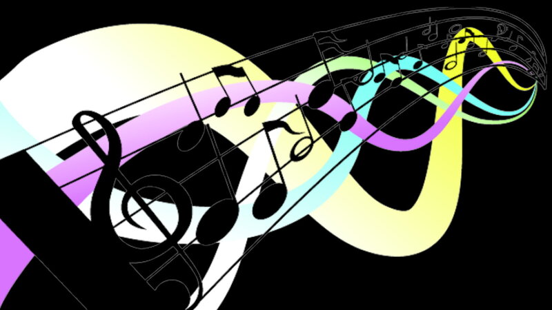 Musical Notes on Staff — Black, Dynamic, Vector Art