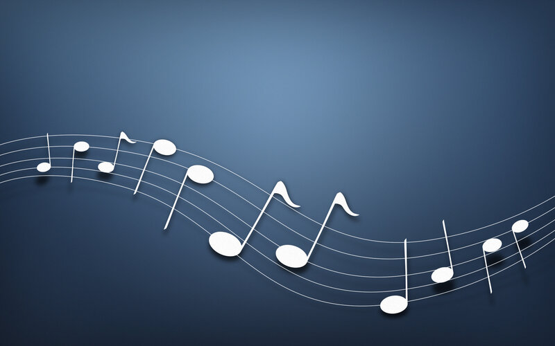Musical Notes on Staff — Blue, Calm