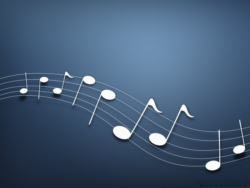 Musical Notes on Staff — Blue, Calm, Vector Art