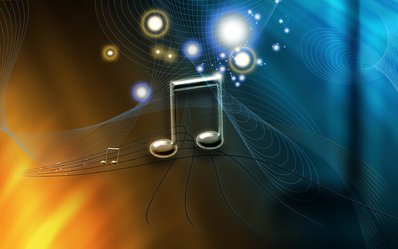 Musical Notes on Staff — Blue, Dynamic