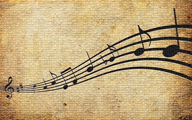 Musical Notes on Staff — Brown, Calm
