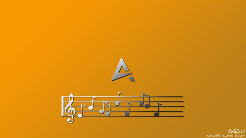 Musical Notes on Staff — Orange