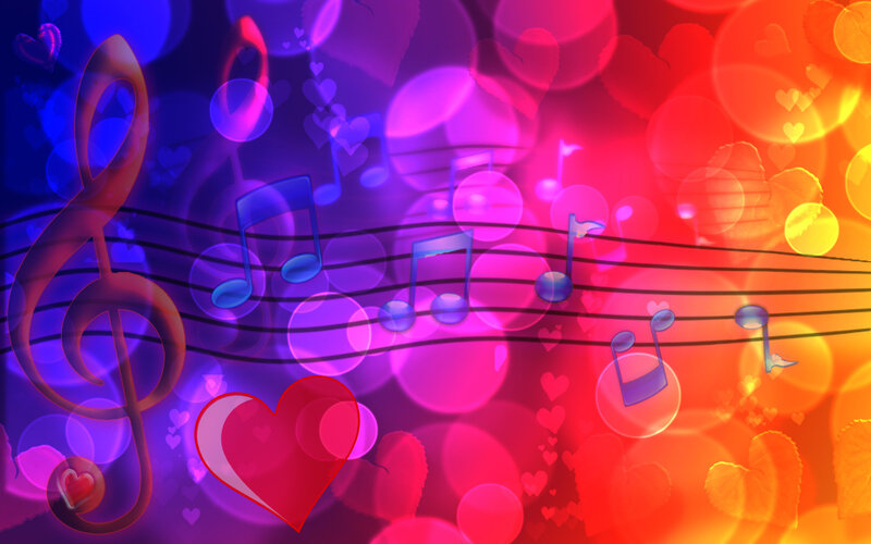 Musical Notes on Staff — Purple, Vibrant