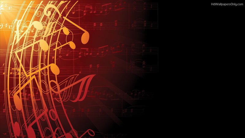 Musical Notes on Staff — Red