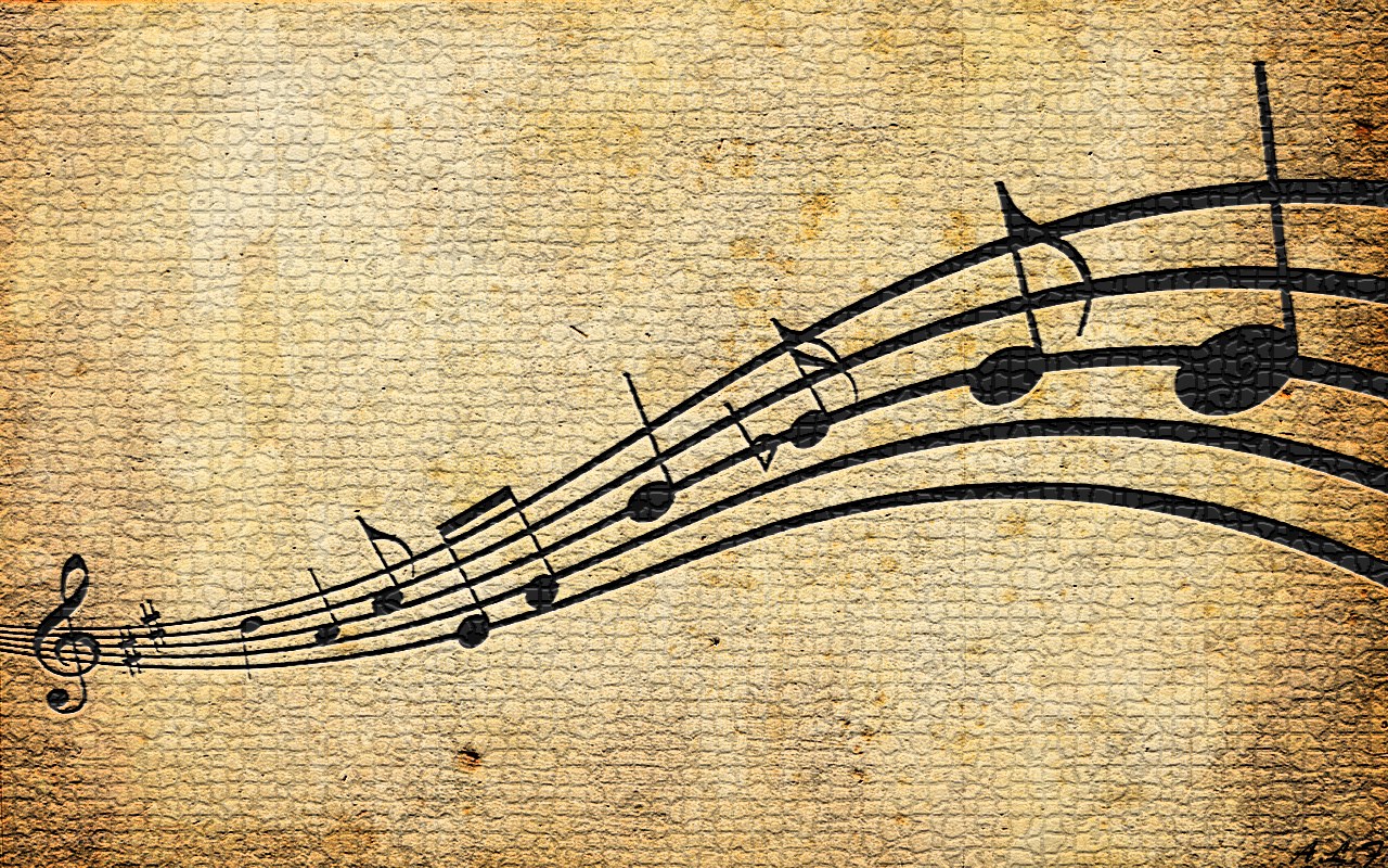 musical notes on vintage paper