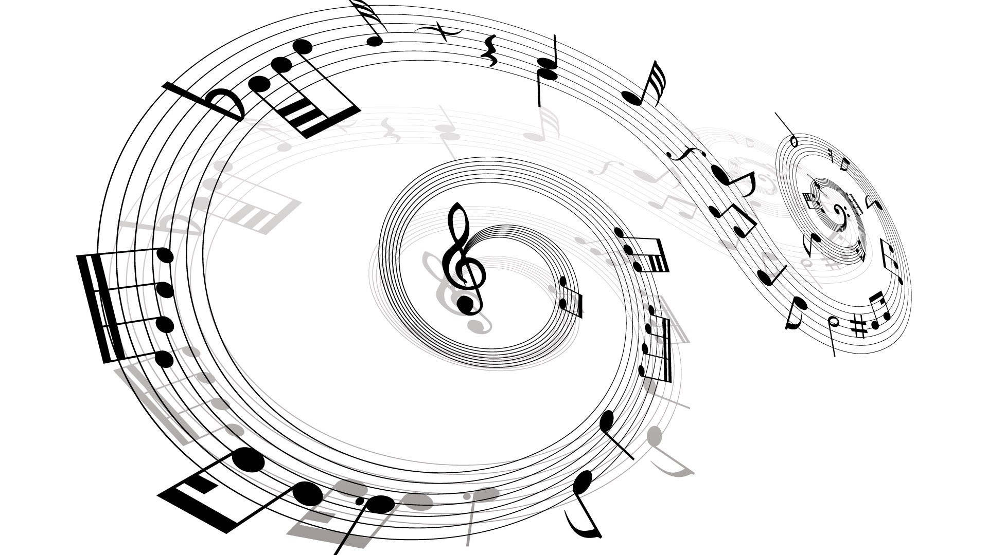 musical notes spiral design