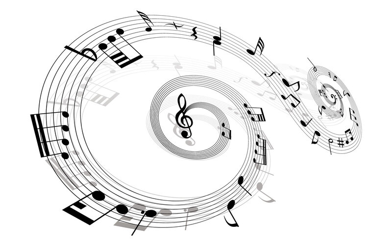musical notes spiral