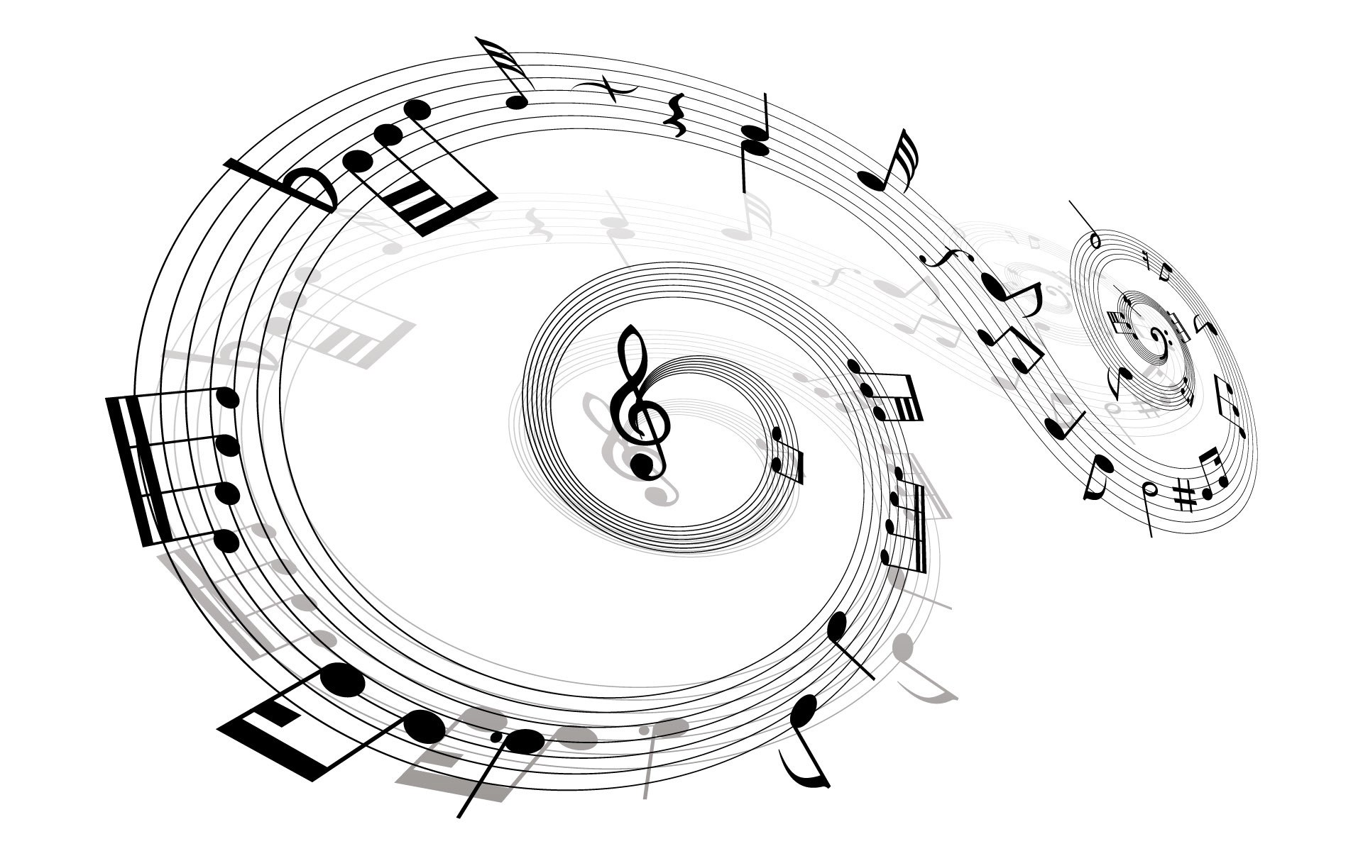 musical notes spiral