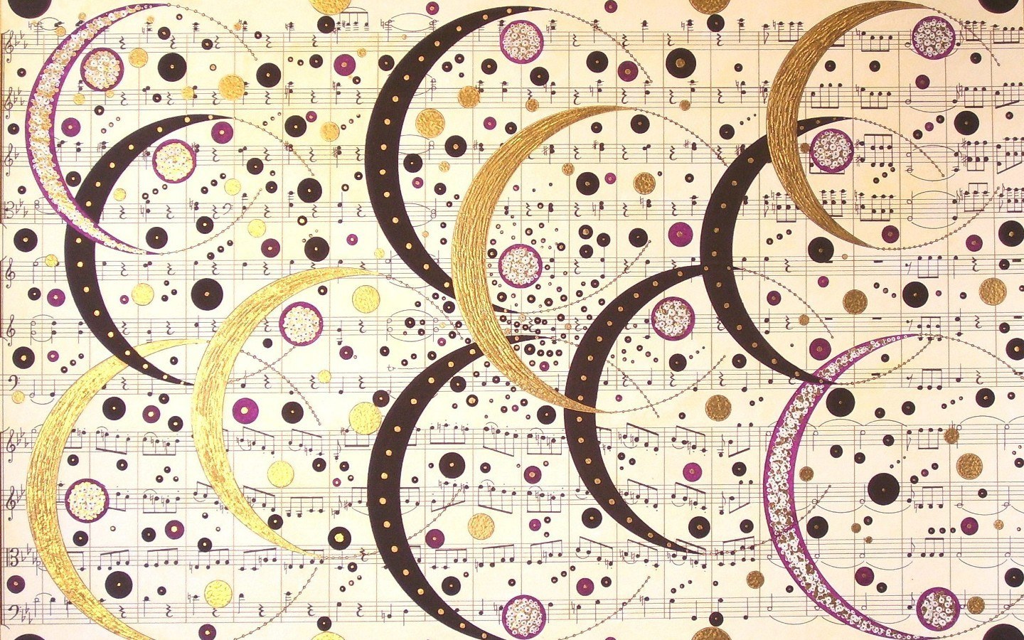 Musical notes with crescent moons