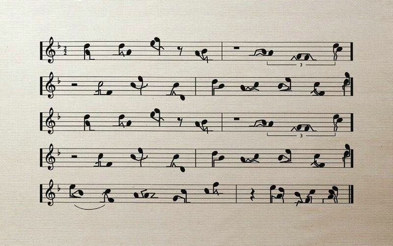 Musical notes with stick figures