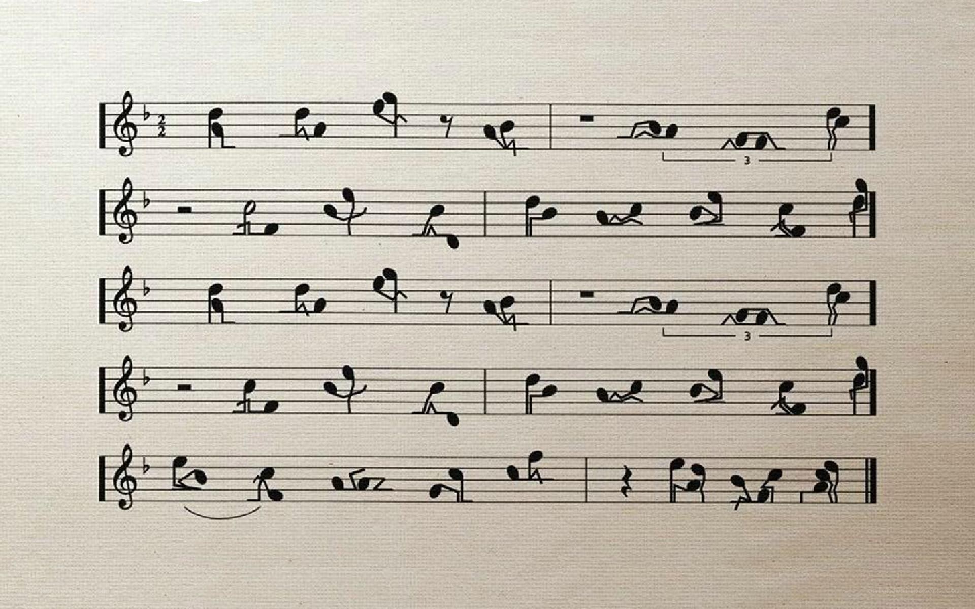 Musical notes with stick figures