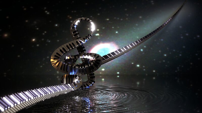 Musical symbol in space