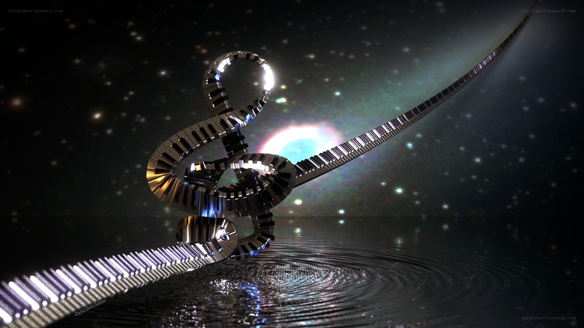 Musical symbol in space