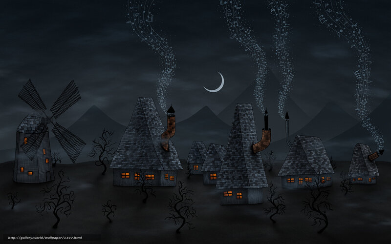 Musical village at night