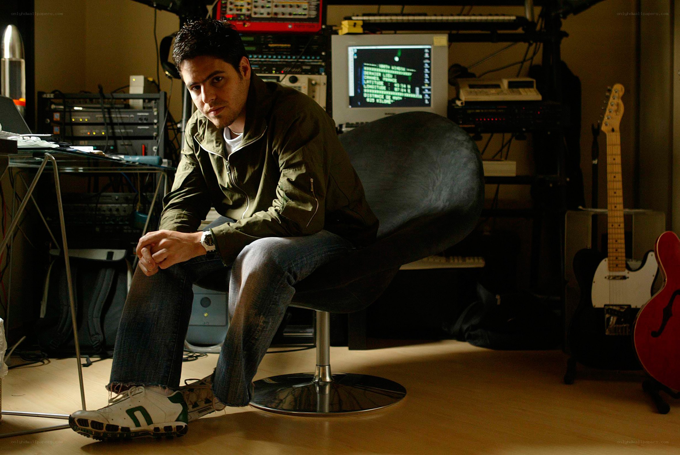 Musician in a recording studio