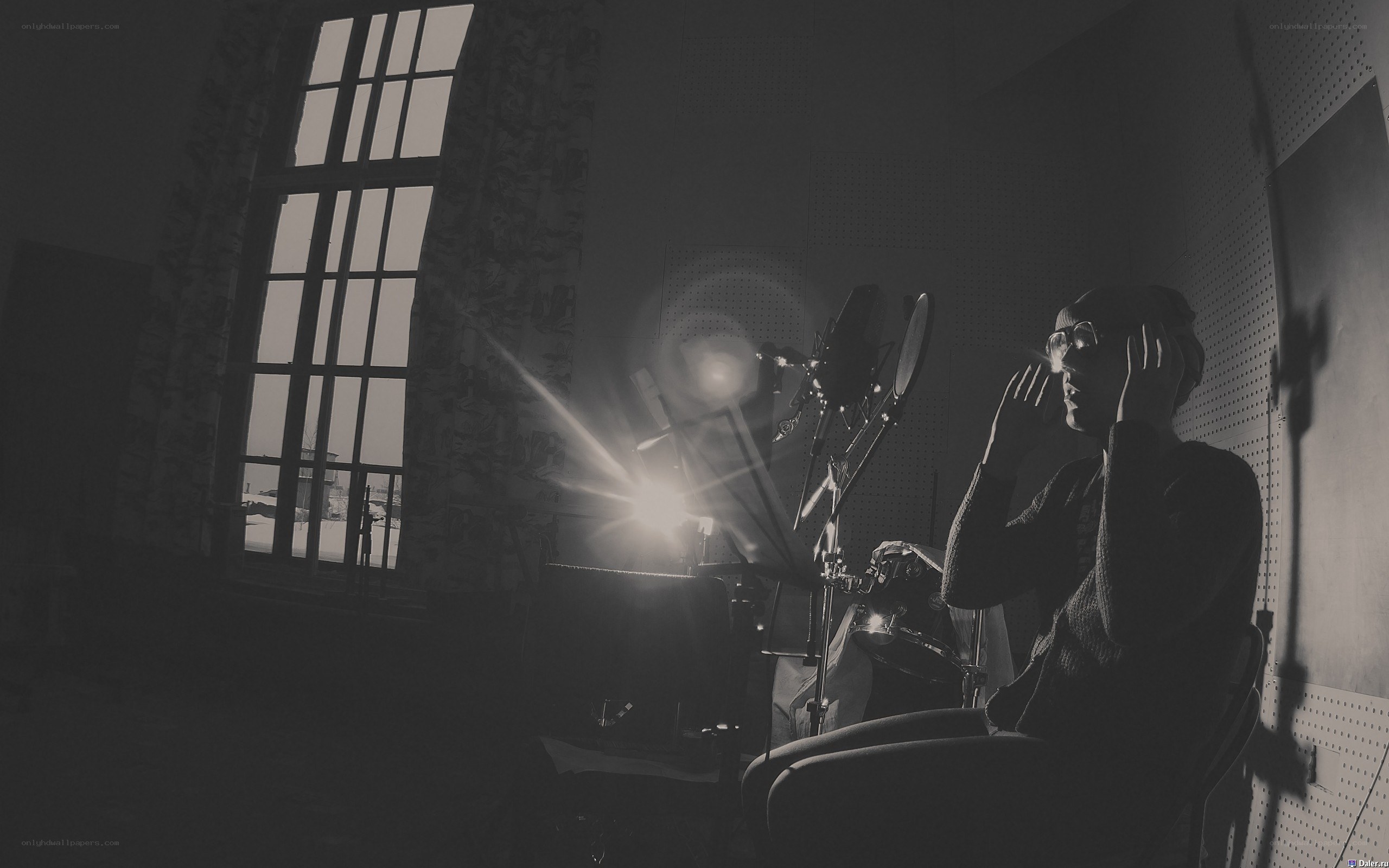 Musician in a recording studio