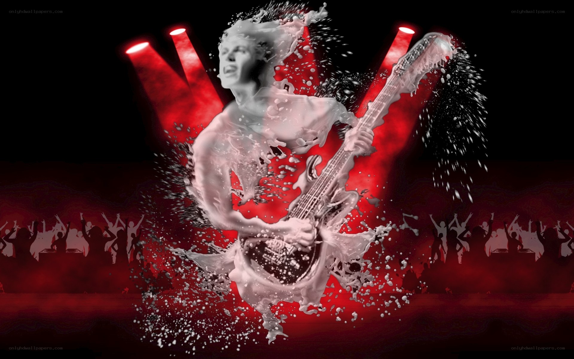 Musician in liquid explosion
