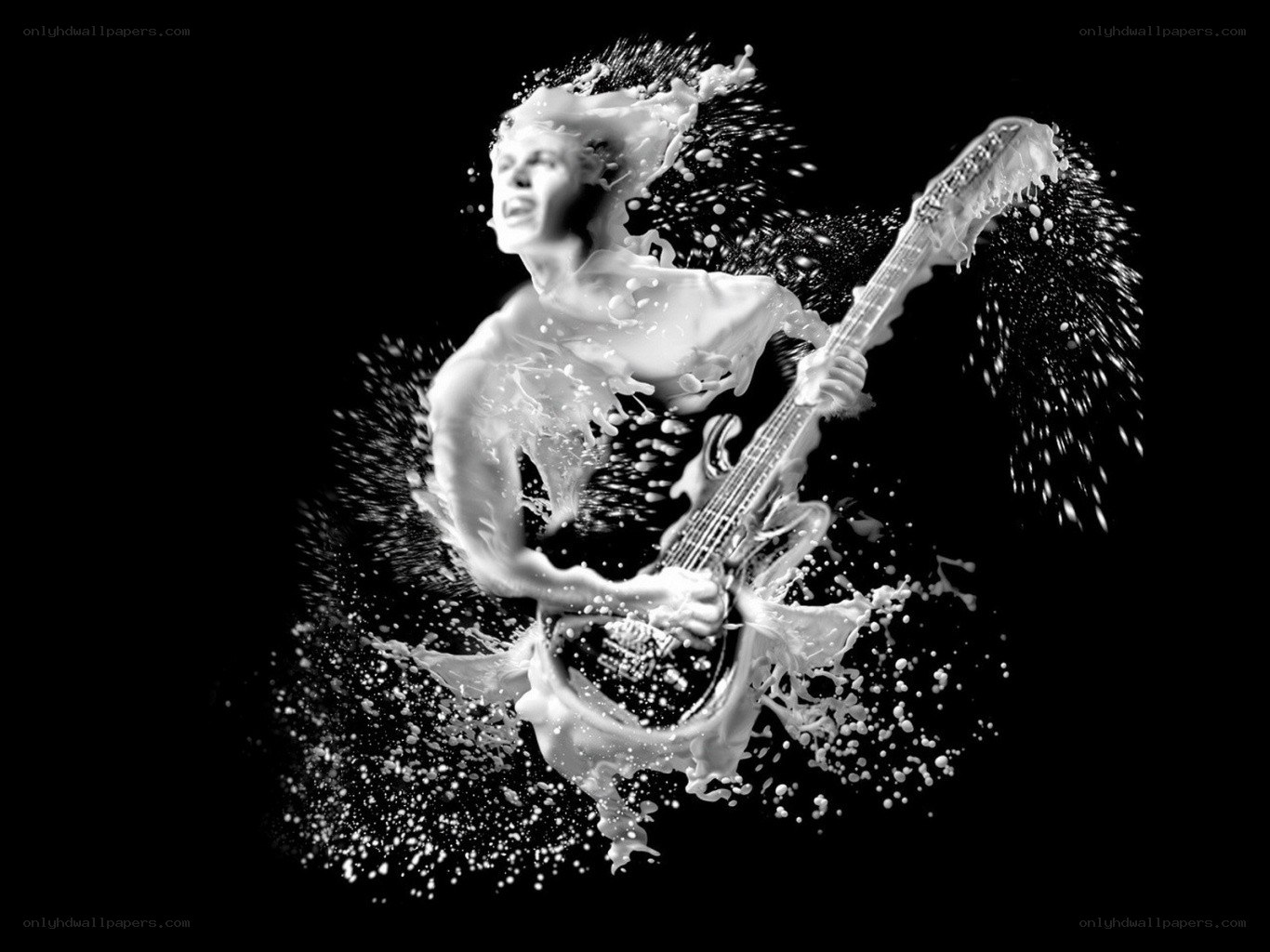 Musician in milk splash