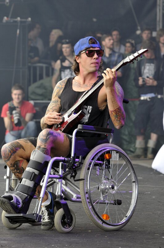 Musician in wheelchair playing guitar
