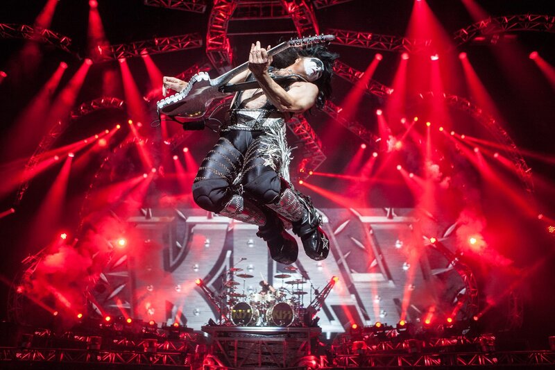 Musician Jumping on Stage — Red