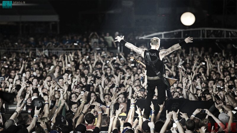 Musician on Stage with Crowd — Black