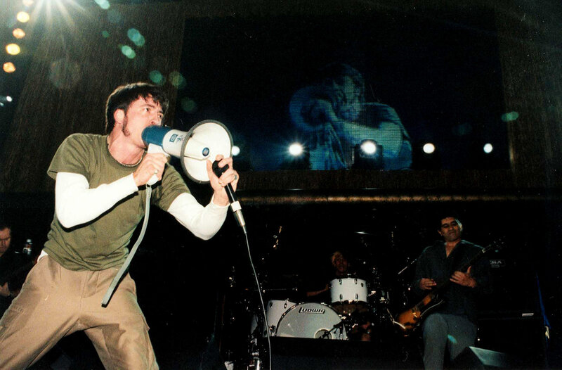 Musician performing with megaphone
