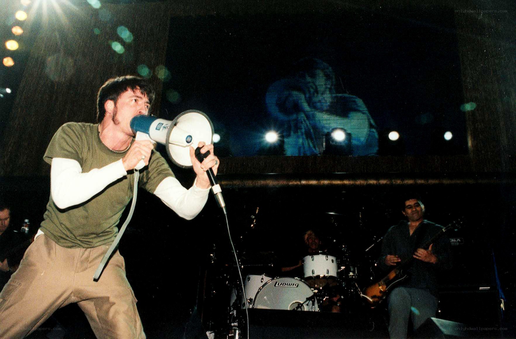 Musician performing with megaphone