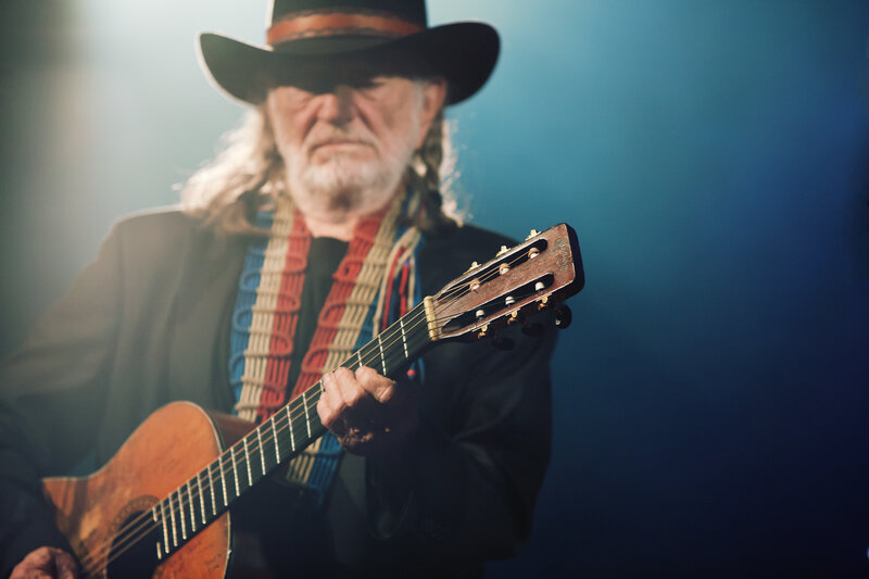 Musician playing acoustic guitar