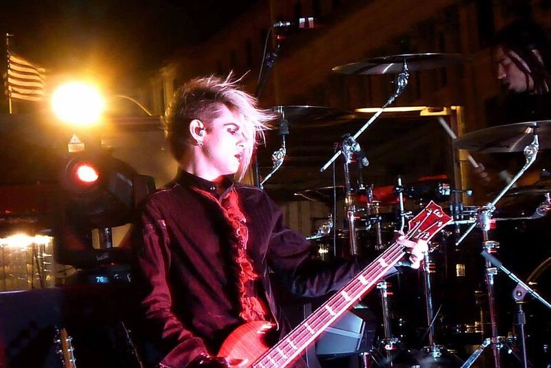 Musician Playing Bass Guitar — Black, Dramatic