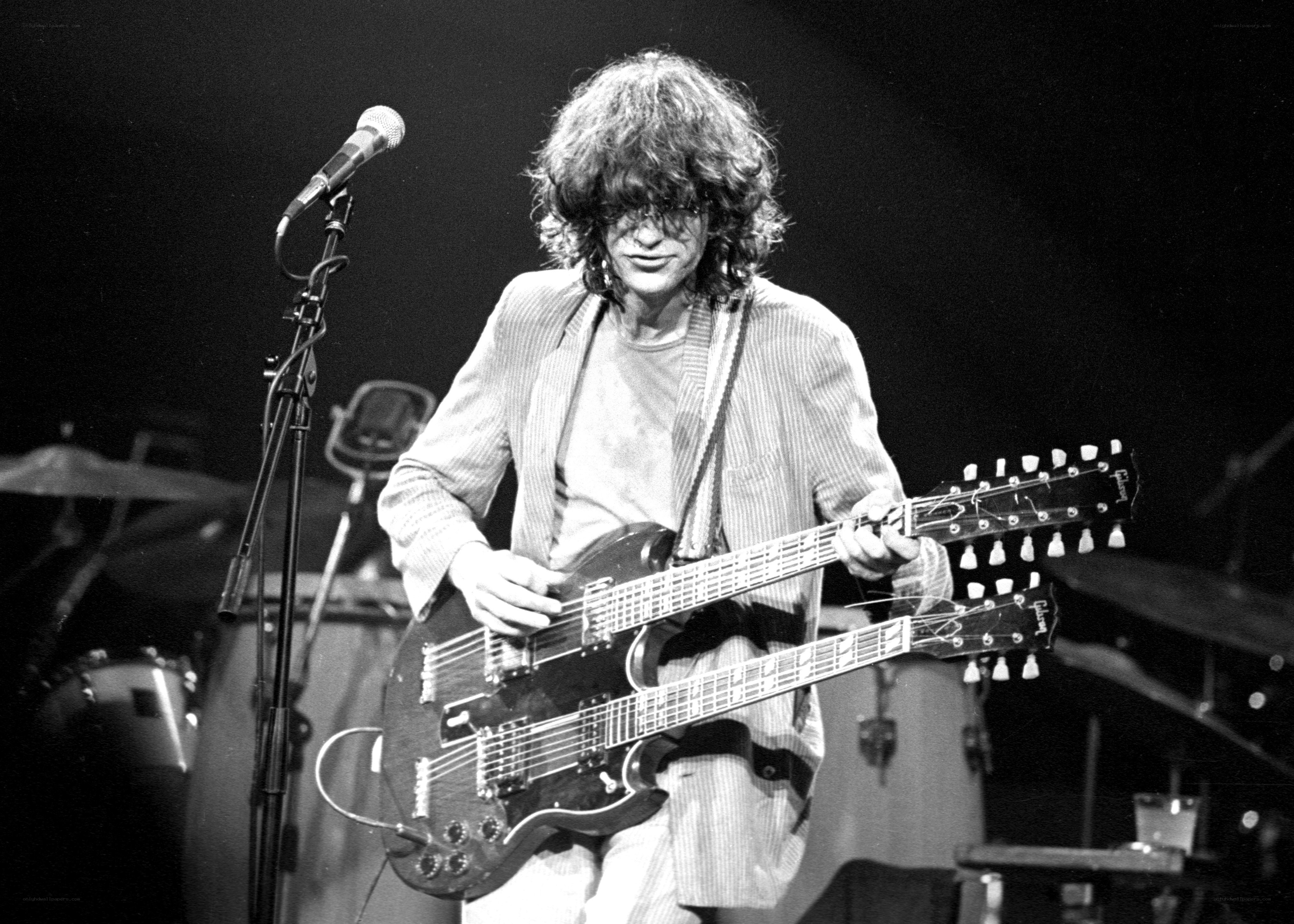 Musician playing double-neck guitar