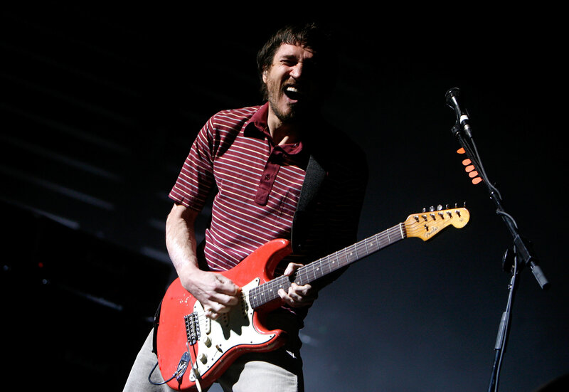 Musician playing electric guitar