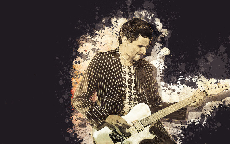 musician playing electric guitar
