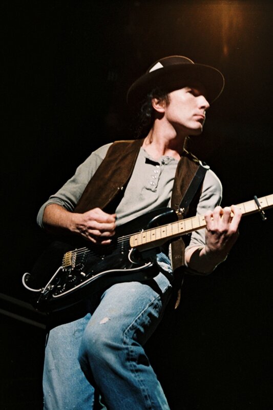 Musician playing electric guitar