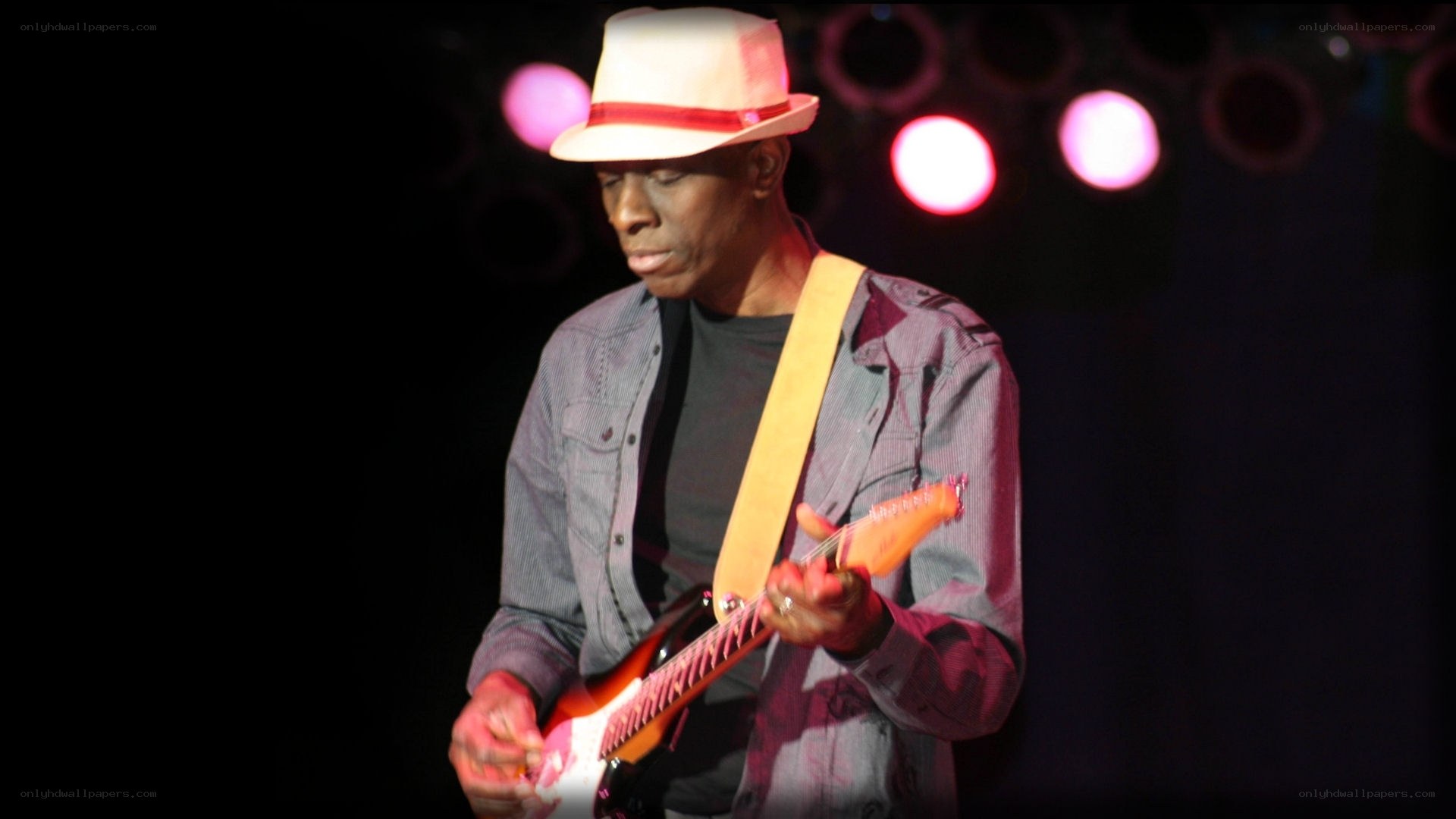 Musician playing electric guitar
