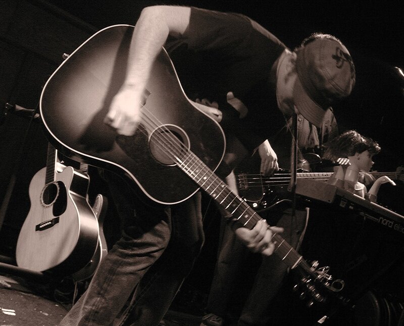 Musician Playing Guitar — Black, Dramatic, Night