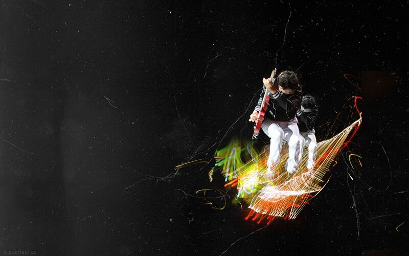 Musician Playing Guitar — Black, Dynamic, Night