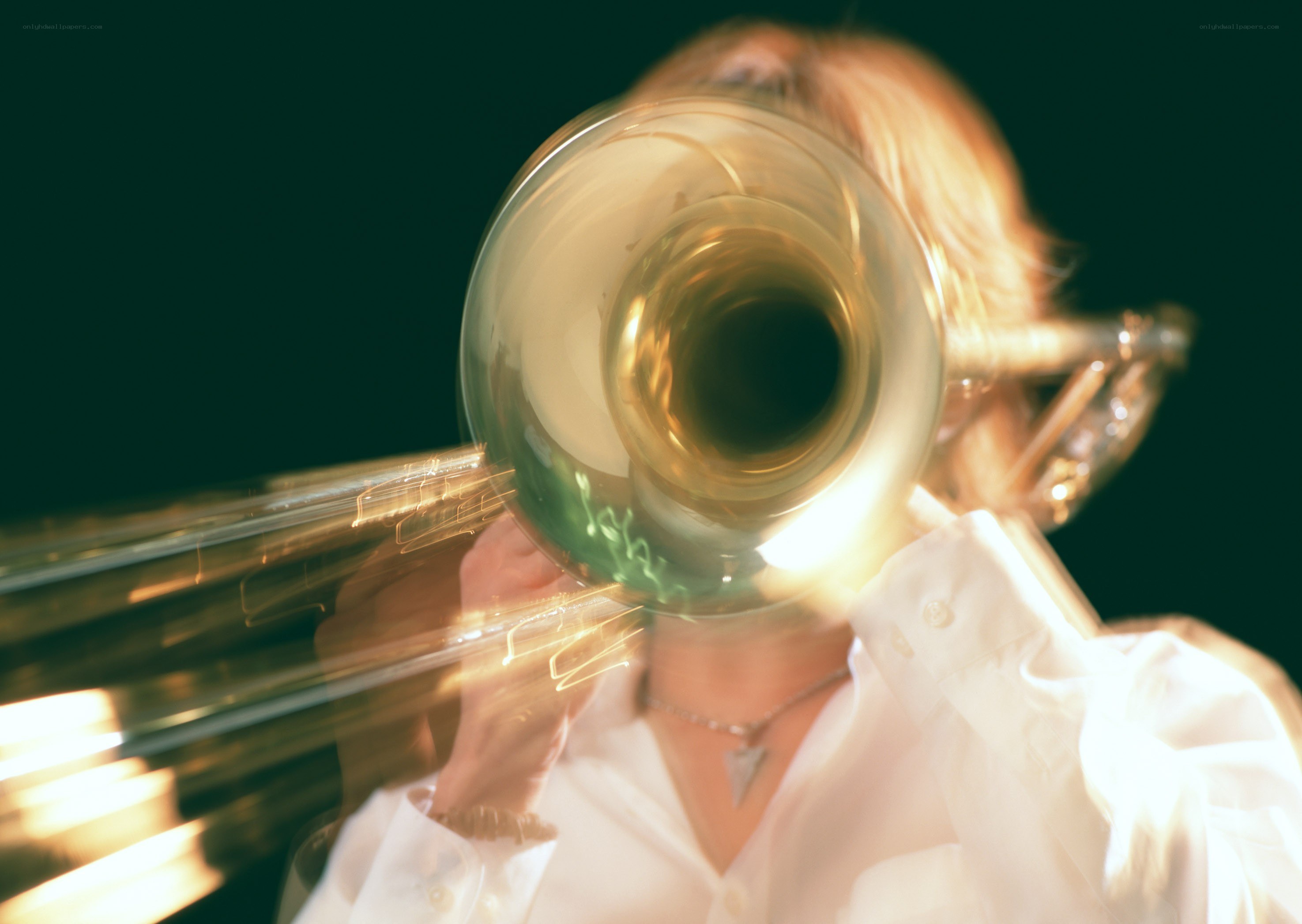 Musician playing trombone