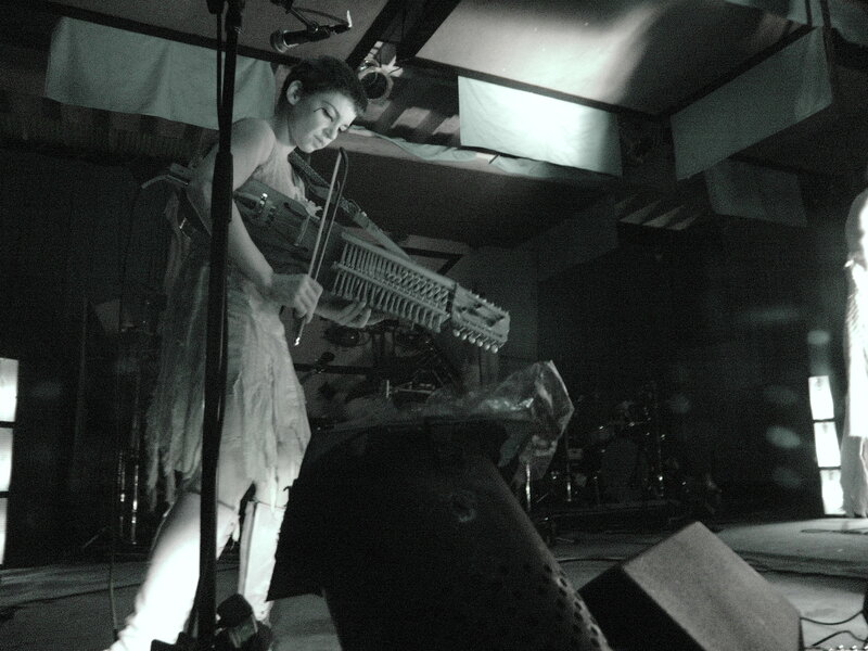 Musician playing unique instrument