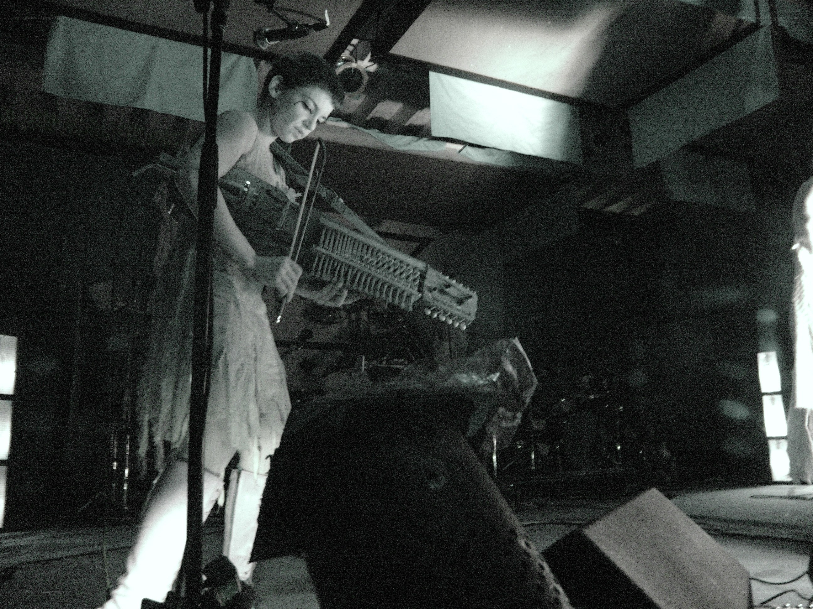 Musician playing unique instrument