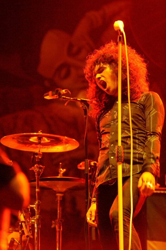 Musician singing on stage