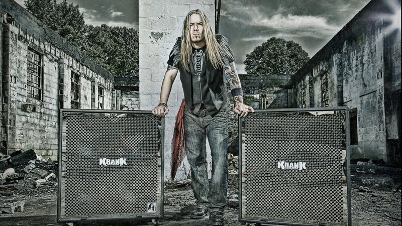 Musician with amplifiers