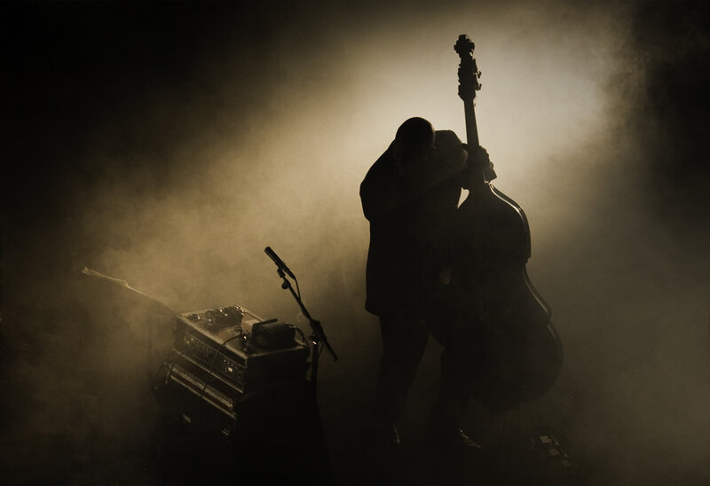 Musician with Double Bass — Black