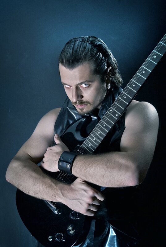 Musician with electric guitar